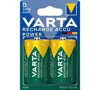 Varta Rechargeable NiMH D 1.2V 3000mAh - Pack de 2 Batteries - Dimensions 3.42cm x 6.15cm - Poids 73g - Conditionnement Blister - Référence 56720-101-402
