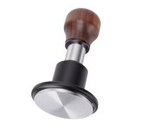 58.5mm Tamper à Café, Outil de Tassage à Ressort pour Baristas | pression constante, double ressort, inox 304, manche en noyer, compatible avec porte-filtre 58 mm