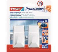 tesa Crochet Powerstrips LARGE rectangle Blanc – Set de 2 pièces