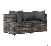 58662& NEUF Canapés d'angle de jardin - Salon bas d'extérieur - et coussins 2 pcs gris - résine tressée - 63x63x57,5 cm