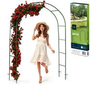 Plonos Arche de Rosier, tuteur, 240 cm, pour Plantes grimpantes, 4 ancrages au Sol, en Acier revêtu par pulvérisation, résistant aux intempéries, aux UV, Vert foncé