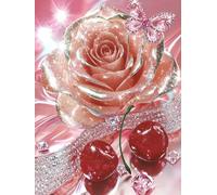 5D Diamond Painting Cerises roses, Kit Peinture Diamant Adulte 60x80cm a552