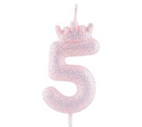 5e Bougies d'anniversaire Paillettes Violet Couronne, Bougie de Nombre d'anniversaire Violet Clair pour Décorations de Gâteau de Mariage Filles Anniversaire Célébration Fête Heureuse Fournitures