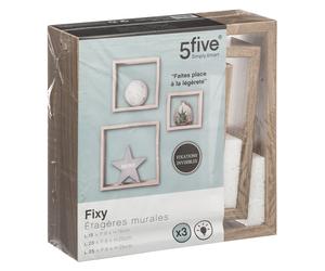 5five Atmosphera Lot de 3 étagères murales Fixy Cube en MDF chêne L 15 x P 9 x H 15 cm / L 20 x P 9 x H 20 cm / L 25 x P 9 x H 25 cm