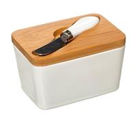 5five - beurrier céramique avec Couteau seramik Blanc