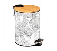 5five Blackflora Poubelle 3 L à fermeture douce, noir et blanc, métal et polypropylène, D 17 x H 25,5 cm