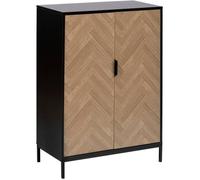 5five Buffet Chevrons Effet Bois et Noir 2 Portes H 110 x L 80 cm Glissières avec amortisseur