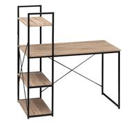 Paris Prix – Bureau avec étagères Aliaj – métal et bois, effet chêne naturel – Naturel