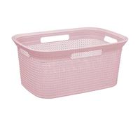 5five - Corbeille à Linge Scandi 45L Rose - Trous d'Aération - Léger - Poignées Ergonomiques Portage Facile - Panier de Rangement Plastique