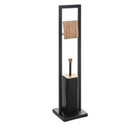5five Natureo Ensemble brosse WC et porte-brosse, noir, métal et bambou, L 20 x l 20 x H 80 cm