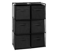 5five - etagère 6 Cases avec 6 boîtes de Rangement Mix n modul Noir