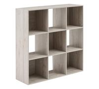 5five - Étagère Cube Mix'n'Modul - Effet Chêne Gris - 101 x 101 x 32 cm - 9 Cases, Rangement Modulable - pour Salon, Chambre, Bureau