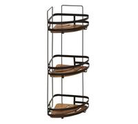 5five Simply Smart | Etagère de douche - Etagère d'angle 3 niveaux - Noir - Métal et bois - Peu encombrant et moderne