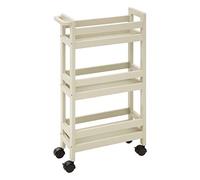 5Five étagère de Salle de Bain Extra Petite sur Roues - Étagère Debout avec 3 étages pour la Salle de Bain - Armoire Ouverte comme Armoire de Salle de Bain - Linge Beige