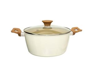 5five - Faitout Marmite Harmony Beige - Ø 24 cm - Aluminium Forgé, Revêtement Anti-Adhérent, Couvercle en Verre, Tous Feux Dont Induction