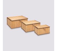 Paris Prix – Boîtes de rangement 5five – 3 boîtes en bambou – Beige