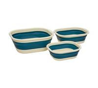 5five - Lot de 3 Corbeilles à Linge Pliables | Paniers Pliables Bleu 3L,5L,10L - Empilables - Gain de Place - Nettoyage, Ménage, Buanderie