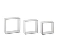 5five - Lot de 3 Étagères Murales Cube Fixy - Blanc, 3 Tailles, Fixation Invisible - pour Salon, Chambre, Bureau, Rangement Décoratif