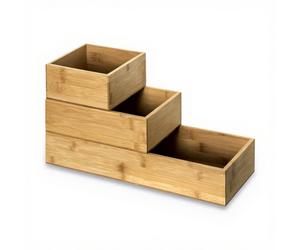 5five Lot de 3 organisateurs de tiroirs en bambou naturel, L 38 x l 14,9 x H 7 cm
