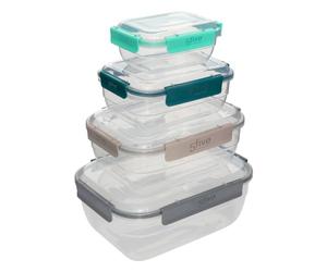 5five - lot de 4 boîtes klic rectangle en plastique