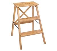 5five - Marche Pied 3 Marches en Bambou - Escabeau en Bois Pliable Multi-Usage pour Ménage Salle de Bain Décoration