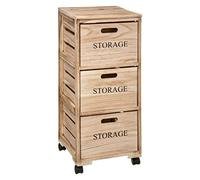 5five - Meuble de Rangement Chiffonier 3 Tiroirs en Bois sur Roues Hauteur 82 cm - Tour Style Cagette pour Salon Bureau Cusine Entrée Chambre
