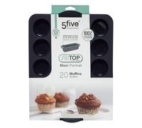 5five - moule 20 muffins silicone silitop noir rouge