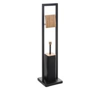 5five Natureo Ensemble brosse WC et porte-brosse, noir, métal et bambou, L 20 x l 20 x H 80 cm