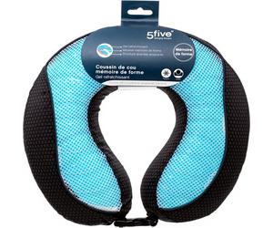 5five Oreiller cervical en mousse à mémoire de forme, Bleu, Polyuréthane et polypropylène, L 30 x l 28 cm