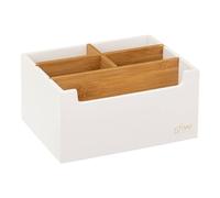 Organiseur de salle de bain Rangement maquillage 5 compartiments Natureo Blanc et Bambou