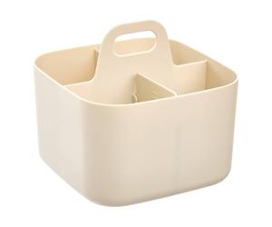 5five - organiseur poly 16,5x16,5x15cm beige compartiments amovibles