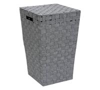 5Five - Panier à Linge LISE Gris en Acier et Polyester - 50l - 33x33x35cm - Organisateur Maison, Corbeille, Pratique pour Salle de Bain ou Buanderie