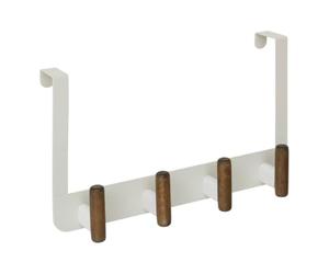 5five - patère accroche-porte 4 crochets cassie beige et bois