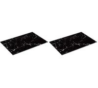 5five - planche à découper verre 30x20cm noir effet marbre (Lot de 2)