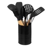5five - pot métal noir à ustensiles avec 7 accessoires