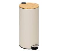 5Five - Poubelle cuisine 30 litres - Beige - Modern Color - Couvercle en bambou - Seau amovible et Poignée arrière