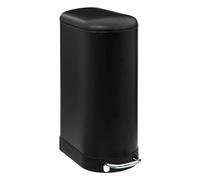 5Five - Poubelle de Cuisine Ariane Slim 30L en Métal Noir - Seau Amovible et Poignée Arrière - Fermeture Silencieuse - Poubelle pour Petits Espaces