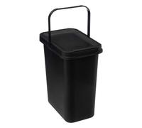 5five - Poubelle Rectangulaire 12L Plastique Noir Ouverture Manuelle Bac de Tri Compost Anse pour Transport Facile