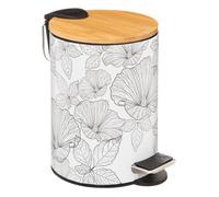 5five - poubelle soft close 3l ""blackflora"" noir et blanc