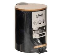 5five - poubelle soft close métal 3l "lea" noir effet marbre