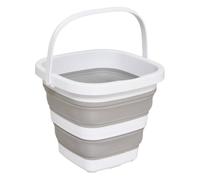 5five - Seau Pliable 5L - Compact et Pliable - Gain de Place - Nettoyage, Ménage, Buanderie - Gris et Blanc - 25x20x26,2 cm