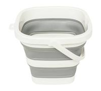 5five - Seau Pliable 5L - Compact et Pliable - Gain de Place - Nettoyage, Ménage, Buanderie - Gris et Blanc - 25x20x26,2 cm