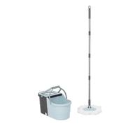 5five - Set serpillère Seau 7l + Balai Microfibre stepa Bleu et Taupe