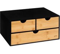 5Five simply smart cosmetic organizer 3 compartiments bava MDF board bamboo black brown 16 cm x 31 cm x 25,3 cm