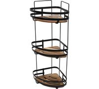 5five Simply Smart | Etagère de douche - Etagère d'angle 3 niveaux - Noir - Métal et bois - Peu encombrant et moderne