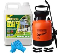 5L Colle de Paillis avec Pulvérisateur - Stabilisant de Gravier à Séchage Rapide, Non Toxique et Durable pour Gravier de Pois, Galets, Écorces et Bois - Liant Extérieur pour Paysage