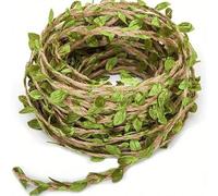 5m/10m Lianes de forêt artificielles, feuilles de jute corde DIY décoration tressage artisanat cire corde matériel, décoration de vigne artificielle, plantes artificielles, couronne suspendue de tress