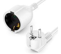 5m Câble D`Extension avec Prise Type f (CEE 7/4) Coudée à 90° vers Prise (CEE 7/3)-Cordon D`Alimentation pour TV,PC,Ordinateur,Vidéoprojecteur-Blanc