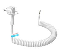 5M Câble d'extension avec prise Schuko extra-plate, câble en spirale extensible en plastique, câble d'alimentation Schuko 230 V / 16 A, Blanc