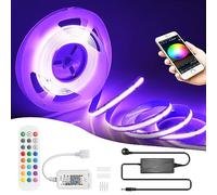 5M Wifi COB RGB LED Ruban Led Chambre 576led/M 24V dimmable 2880Leds Led Strip avec télécommande, bande lumineuse fonctionne avec Google Home assistant/Alexa